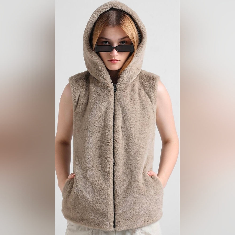 ONLY Faux Fur Hooded Vest